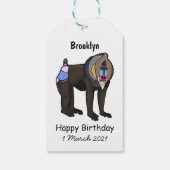 Mandrill cartoon illustratie cadeaulabel (Achterkant)