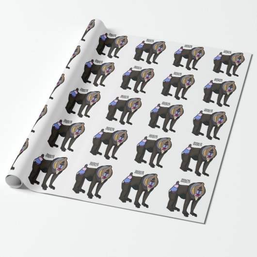 Mandrill cartoon illustratie cadeaupapier (Uitgerold)