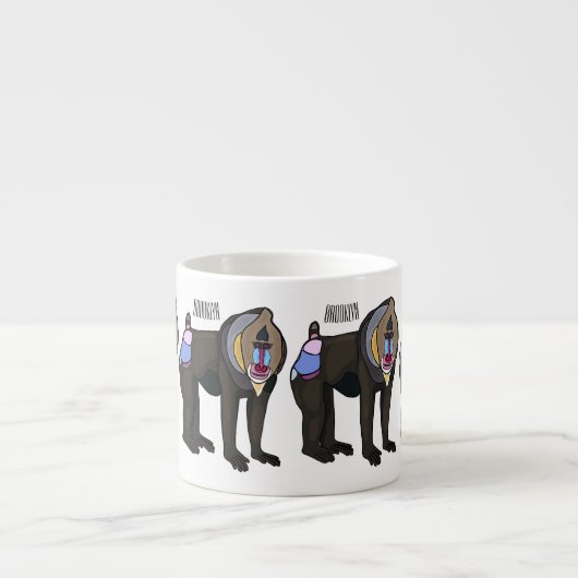 Mandrill cartoon illustratie espresso kop (Voorkant)