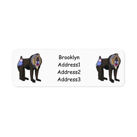 Mandrill cartoon illustratie etiket (Voorkant)