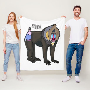 Mandrill cartoon illustratie fleece deken
