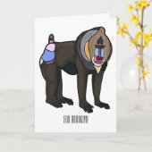 Mandrill cartoon illustratie kaart (Gele Bloem)
