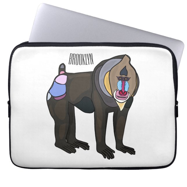 Mandrill cartoon illustratie laptop sleeve (Voorkant)