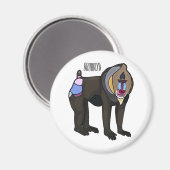 Mandrill cartoon illustratie magneet (Voorkant / Achterkant)