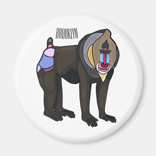 Mandrill cartoon illustratie magneet (Voorkant)