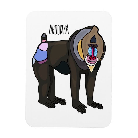 Mandrill cartoon illustratie magneet (Verticaal)