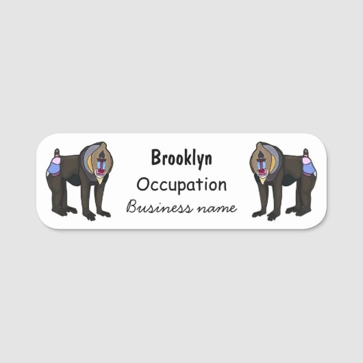 Mandrill cartoon illustratie naamplaatje (Voorkant)