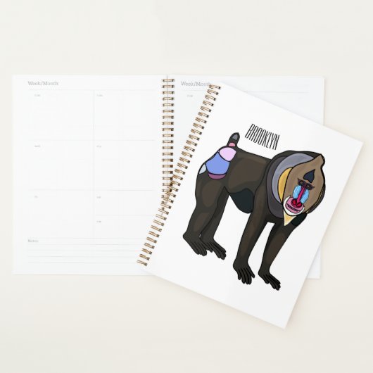 Mandrill cartoon illustratie planner (Display)