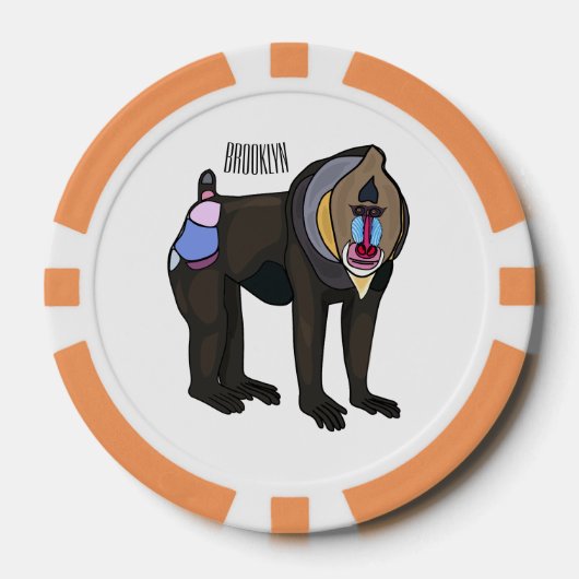 Mandrill cartoon illustratie poker chips (Voorkant)