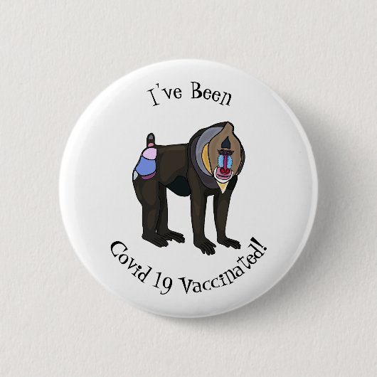 Mandrill cartoon illustratie ronde button 5,7 cm (Voorkant)