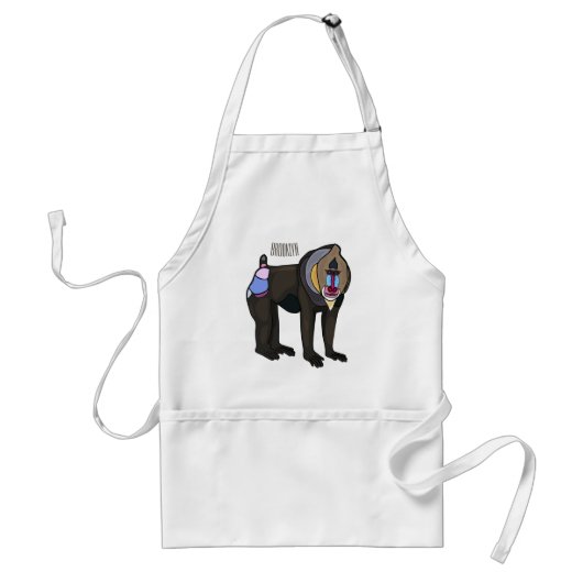 Mandrill cartoon illustratie standaard schort (Voorkant)