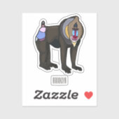 Mandrill cartoon illustratie sticker (Vel)