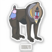 Mandrill cartoon illustratie sticker (Voorkant)
