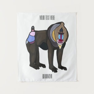 Mandrill cartoon illustratie wandkleed