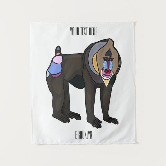 Mandrill cartoon illustratie wandkleed (Voorkant)