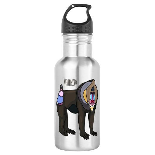 Mandrill cartoon illustratie waterfles (Voorkant)