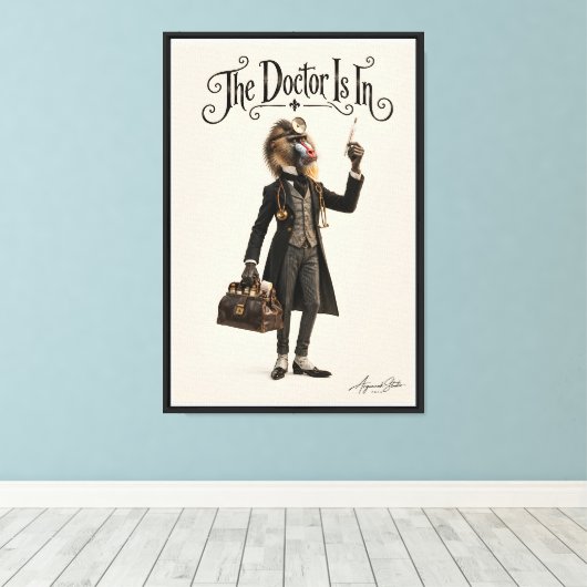 Mandrill Dokter Canvas Afdruk (Insitu (Houten vloer))
