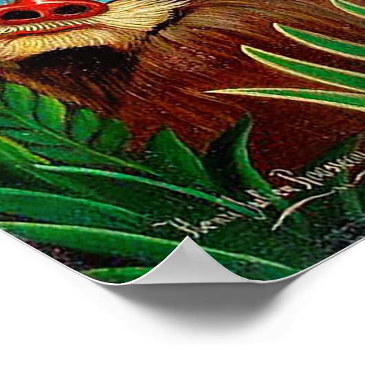 Mandrill in het oerwoud van Henri Rousseau Poster (Hoek)