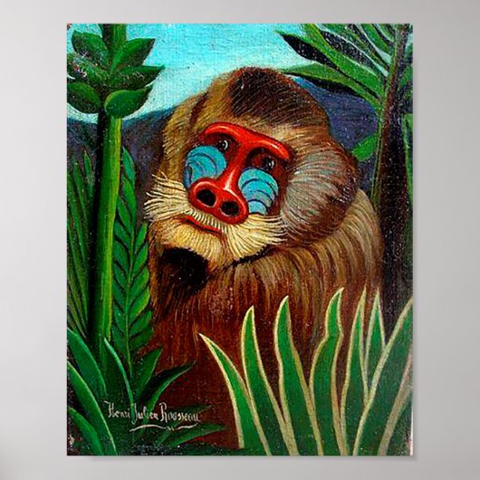 Mandrill in het oerwoud van Henri Rousseau Poster (Voorkant)