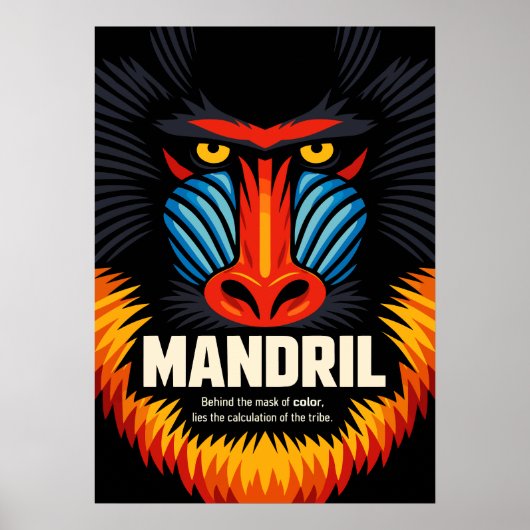 Mandrill Masker Kleur Illustratie Poster (Voorkant)