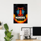Mandrill Masker Kleur Illustratie Poster (Thuiskantoor)