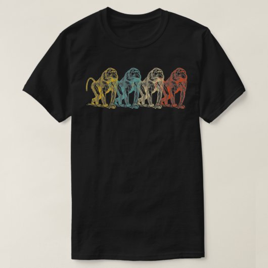Mandrill Retro Monkey Baboon Lover 60 s 70 T-shirt (Design voorkant)