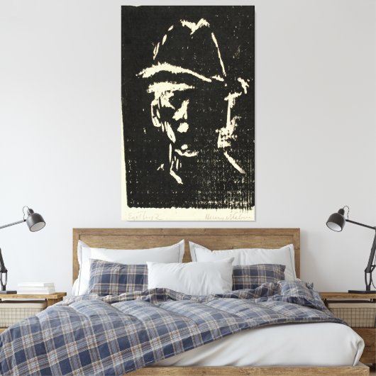 Mandsportret met hoed canvas afdruk (Insitu (Slaapkamer))