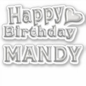 Mandy Happy Birthday silver Aufkleber Sticker (Voorkant)