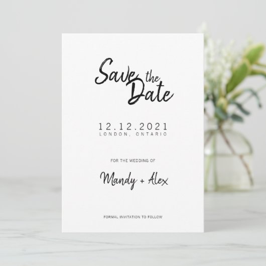 Mandy Minimalist Simple Save the Date (Staand voorkant)