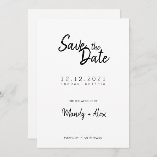Mandy Minimalist Simple Save the Date (Voorkant / Achterkant)