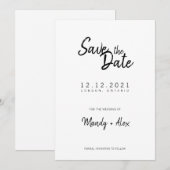 Mandy Minimalistische Eenvoudige Bewaar de Datum Save The Date (Voorkant / Achterkant)