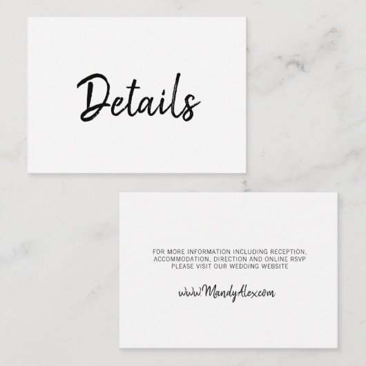 Mandy Minimalistische Eenvoudige Envelopkaarten Informatiekaartje (Voorkant / Achterkant)