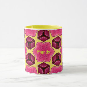 MANDY ~ Roze paddenstoelpatroon ~ Gepersonaliseerd Mok