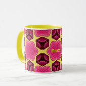 MANDY ~ Roze paddenstoelpatroon ~ Gepersonaliseerd Mok (Voorkant links)