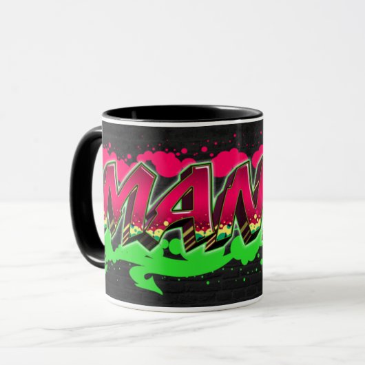 Mandy Vorname Name Graffiti red green Tasse Mok (Voorkant links)