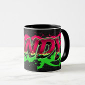 Mandy Vorname Name Graffiti red green Tasse Mok (Voorkant rechts)