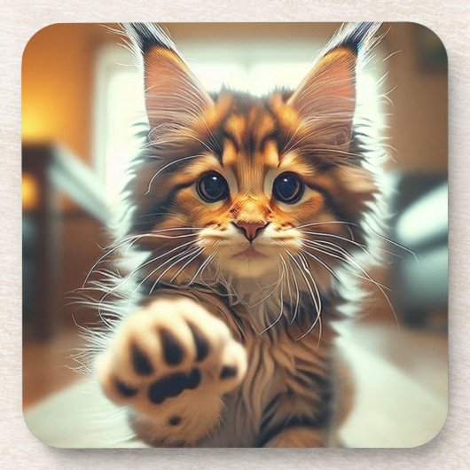 Mane Coon Kitten Bier Onderzetter (Voorkant)