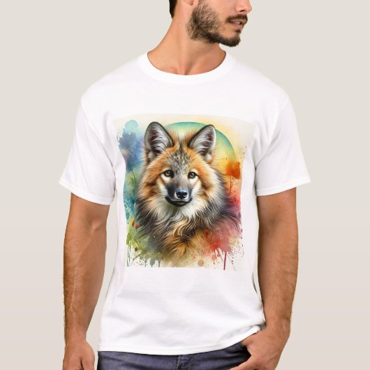 Maned Wolf 210624AREF112 - Watercolor T-shirt (Voorkant)