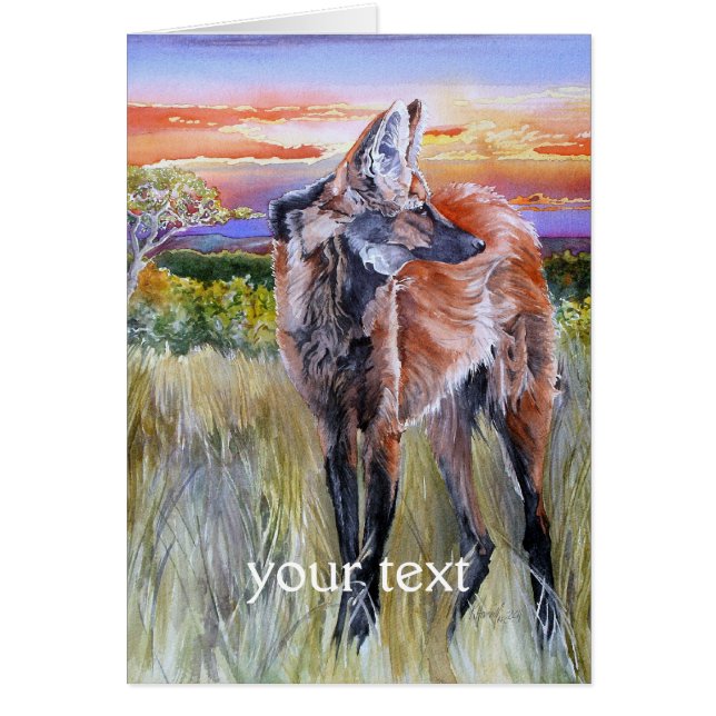 Maned Wolf Waterverf Art (Voorkant)