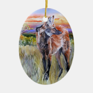 Maned Wolf Waterverf Art Keramisch Ornament