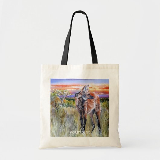 Maned Wolf Waterverf Art Tote Bag (Voorkant)