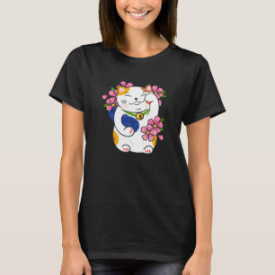 Maneki Neko Beckoning Lucky Cat Design T-shirt