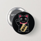 Maneki Neko Black Ronde Button 5,7 Cm (Voorkant /achterkant)