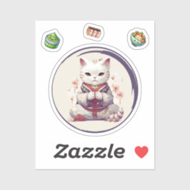 Maneki Neko Blue, Fortune Cat Sticker