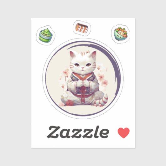 Maneki Neko Blue, Fortune Cat Sticker (Vel)