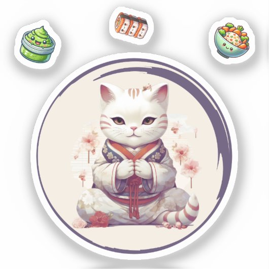 Maneki Neko Blue, Fortune Cat Sticker (Voorkant)