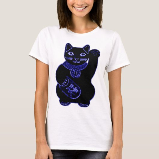 maneki neko blue neon t-shirt (Voorkant)