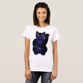 maneki neko blue neon t-shirt (Voorkant volledig)