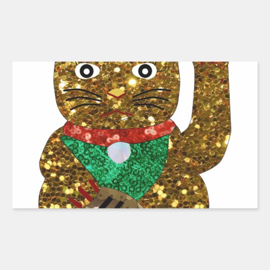 maneki neko cat rechthoekige sticker (Voorkant)
