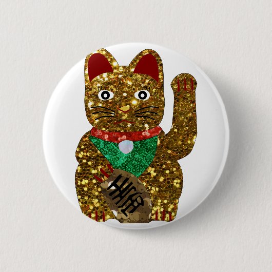 maneki neko cat ronde button 5,7 cm (Voorkant)